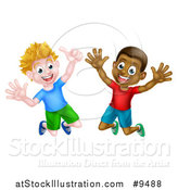 Vector Illustration of Happy Excited Boys Jumping by AtStockIllustration