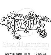 Vector Illustration of Happy Halloween Spooky Sign Design by AtStockIllustration