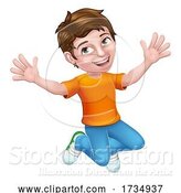 Vector Illustration of Happy Jumping Boy Kid Child Character by AtStockIllustration