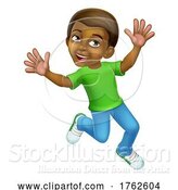 Vector Illustration of Happy Jumping Boy Kid Child Character by AtStockIllustration