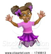 Vector Illustration of Happy Jumping Girl Kid Child Character by AtStockIllustration