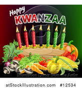 Vector Illustration of Happy Kwanzaa Greeting with Vegetables and Candles by AtStockIllustration