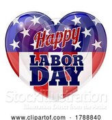 Vector Illustration of Happy Labor Day American Flag Heart Design by AtStockIllustration