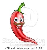 Vector Illustration of Happy Red Chile Pepper Mascot Character with a Mustache by AtStockIllustration