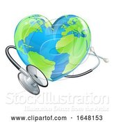 Vector Illustration of Health Concept Stethoscope Heart Earth World Globe by AtStockIllustration