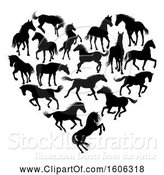 Vector Illustration of Heart Formed of Black Silhouetted Horses by AtStockIllustration