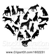 Vector Illustration of Heart Made of Black Silhouetted Bull Terrier Dogs by AtStockIllustration