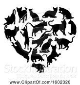 Vector Illustration of Heart Made of Black Silhouetted Cats by AtStockIllustration