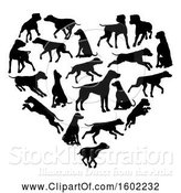 Vector Illustration of Heart Made of Black Silhouetted Dalmatian Dogs by AtStockIllustration