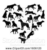Vector Illustration of Heart Made of Black Silhouetted Dogs by AtStockIllustration