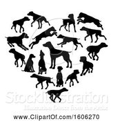 Vector Illustration of Heart Made of Black Silhouetted Pointer Dogs by AtStockIllustration