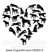 Vector Illustration of Heart Made of Silhouetted Dogs by AtStockIllustration