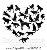 Vector Illustration of Heart Made of Silhouetted Dogs by AtStockIllustration