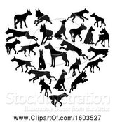 Vector Illustration of Heart Made of Silhouetted Great Dane Dogs by AtStockIllustration