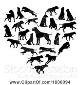 Vector Illustration of Heart Made of Silhouetted Mastiff Dogs by AtStockIllustration
