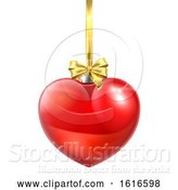 Vector Illustration of Heart Shaped Christmas Ball Bauble Ornament by AtStockIllustration