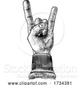 Vector Illustration of Heavy Metal Rock Music Hand Sign Gesture by AtStockIllustration