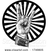 Vector Illustration of Heavy Metal Rock Music Hand Sign Gesture by AtStockIllustration
