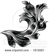 Vector Illustration of Heraldic Floral Filigree Pattern Scroll Design by AtStockIllustration