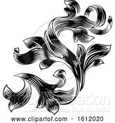 Vector Illustration of Heraldic Floral Filigree Pattern Scroll Design by AtStockIllustration