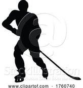 Vector Illustration of Hockey Player Silhouette by AtStockIllustration