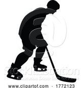 Vector Illustration of Hockey Player Sports Silhouette by AtStockIllustration