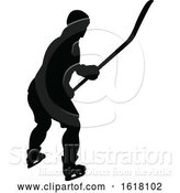 Vector Illustration of Hockey Player Sports Silhouettes by AtStockIllustration