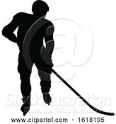 Vector Illustration of Hockey Player Sports Silhouettes by AtStockIllustration