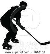 Vector Illustration of Hockey Player Sports Silhouettes by AtStockIllustration