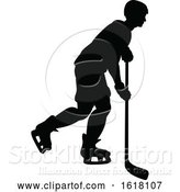 Vector Illustration of Hockey Player Sports Silhouettes by AtStockIllustration