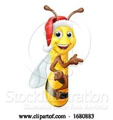 Vector Illustration of Honey Bumble Bee in Santa Christmas Hat by AtStockIllustration