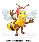 Vector Illustration of Honey Bumble Bee in Santa Christmas Hat by AtStockIllustration