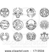 Vector Illustration of Horoscope Zodiac Astrology Star Signs Icon Set by AtStockIllustration