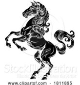 Vector Illustration of Horse Crest Rampant Coat of Arms Heraldic Heraldry by AtStockIllustration