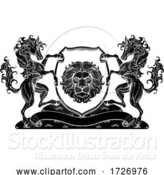 Vector Illustration of Horse Lion Crest Coat of Arms Family Shield Seal by AtStockIllustration