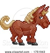 Vector Illustration of Horse Pixel Art Farm Animal Video Game by AtStockIllustration