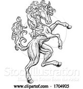 Vector Illustration of Horse Rearing Rampant Crest Coat of Arms Style by AtStockIllustration