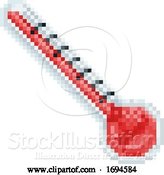 Vector Illustration of Hot Thermometer Pixel Art Icon by AtStockIllustration