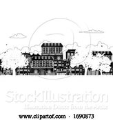 Vector Illustration of Houses Victorian Georgian Silhouettes Row Street by AtStockIllustration