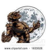 Vector Illustration of Howling Full Moon Werewolf Monster by AtStockIllustration