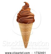 Vector Illustration of Ice Cream Chocolate Frozen Yogurt Icecream Cone by AtStockIllustration
