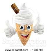 Vector Illustration of Ice Cream Cone Character Mascot Thumbs up by AtStockIllustration