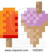 Vector Illustration of Ice Cream Frozen Yogurt Lolly Pixel 8 Bit Icon by AtStockIllustration