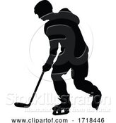 Vector Illustration of Ice Hockey Player Silhouette by AtStockIllustration