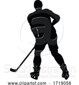 Vector Illustration of Ice Hockey Player Silhouette by AtStockIllustration