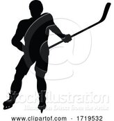 Vector Illustration of Ice Hockey Player Silhouette by AtStockIllustration