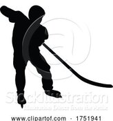 Vector Illustration of Ice Hockey Player Silhouette by AtStockIllustration