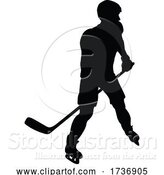 Vector Illustration of Ice Hockey Player Sports Silhouette by AtStockIllustration