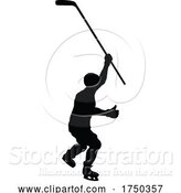 Vector Illustration of Ice Hockey Player Sports Silhouette by AtStockIllustration