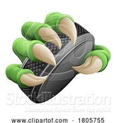 Vector Illustration of Ice Hockey Puck Claw Monster Animal Hand by AtStockIllustration